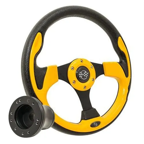 Yellow Rally Golf Cart Steering Wheel - 12.5"