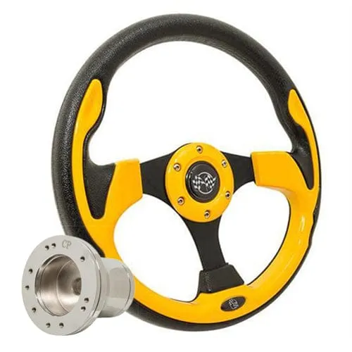 Yellow Rally Golf Cart Steering Wheel - 12.5"